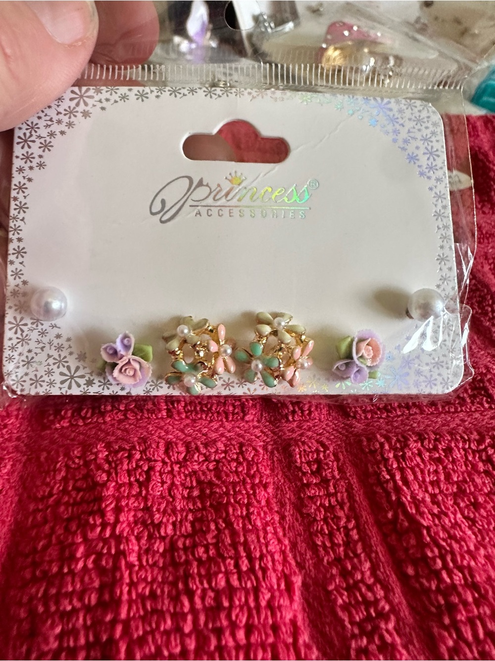 Pastel Floral Stud Earring Set - Pink, Purple, Mint